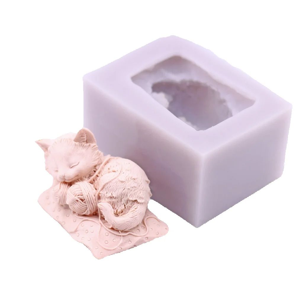 Candle Making Yarn - Molde de Silicone 3D de Gato