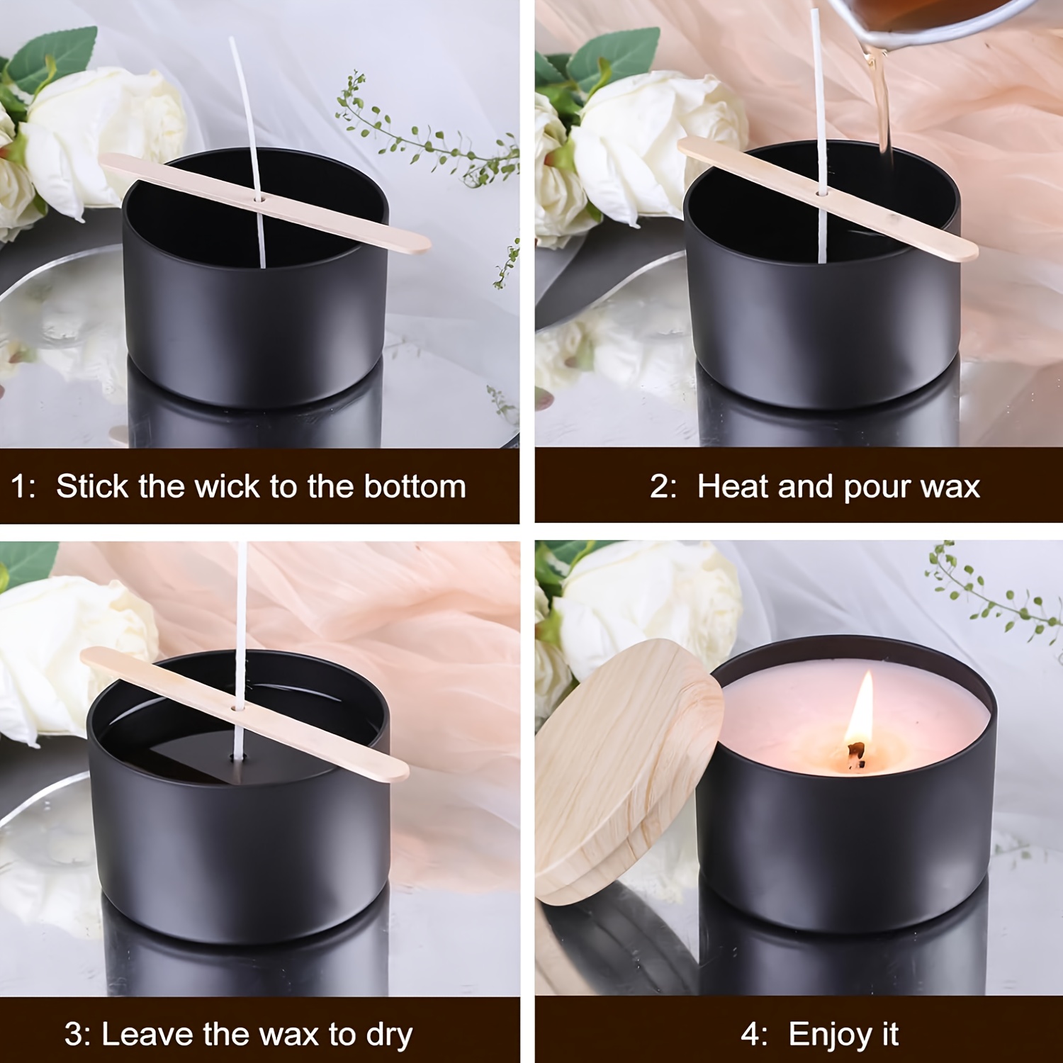 Frascos de velas pretos com ta - Candle Making Kit For Kids avaliação e preço