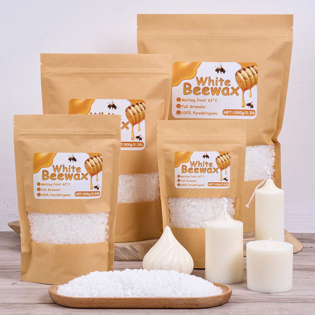 Cera de abelha branca pura nat - Candle Making Wicks avaliação e preço